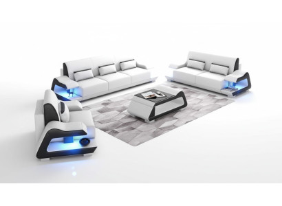 Zestaw kanapowy Zestaw sofowy skórzane sofy kompletna sofa 3-częściowa Biały komplet 3+2+1