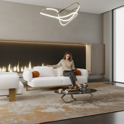 Zestaw sofowy Kompletny zestaw wypoczynkowy Biały miejsce do siedzenia Sofa tapicerowana Sofa materiałowa