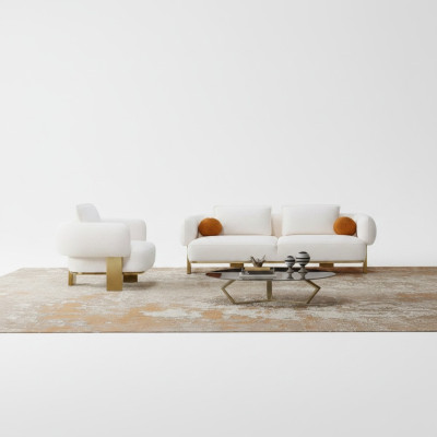 Zestaw sofowy Kompletny zestaw wypoczynkowy Biały miejsce do siedzenia Sofa tapicerowana Sofa materiałowa
