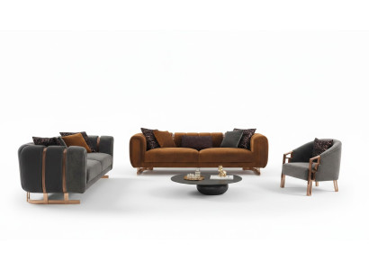 Sofa tapicerowana Kompletny zestaw sofowy Zestaw sofowy Szare miejsce do siedzenia Sofa materiałowa