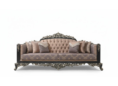 Sofa trzyosobowa 3 miejsce siedzące sofa tapicerowana sofa materiałowa beżowa barokowa kanapa