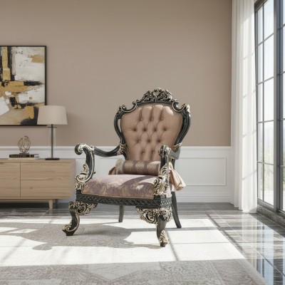 Fotel Beige EarsFotel Baroque miejsce do siedzenia Materiał Poliester Salon
