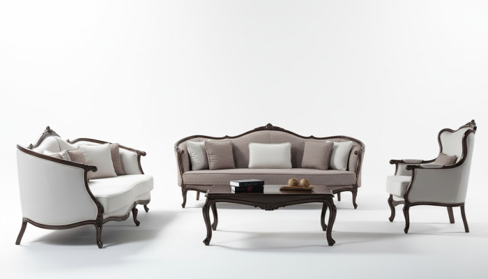Zestaw sofowy Fotel Trzyosobowy Materiał Sofa Ustaw Szara Sofa tapicerowana kanapa
