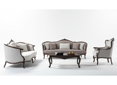 Zestaw sofowy Fotel Trzyosobowy Materiał Sofa Ustaw Szara Sofa tapicerowana kanapa