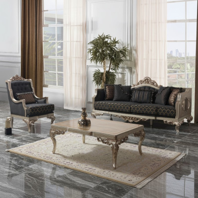 Sofa tapicerowana Ustaw Zestaw sofowy trzyosobowy Fotel Materiał Sofa Szara Tabela 3-częściowa