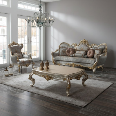 Sofa tapicerowana Ustaw Zestaw sofowy Fotel Trzyosobowy Materiał Sofa Sofy w kolorze niebieskim