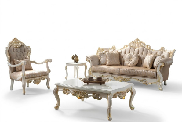 Zestaw sofowy trzyosobowy Fotel Sofa Ustawić szarą sofę tapicerowaną