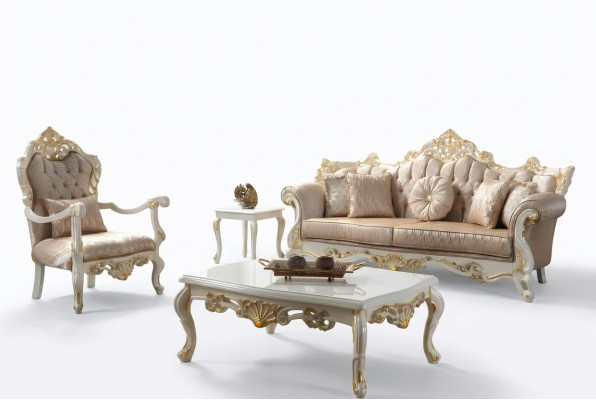Zestaw wypoczynkowy Ustawić sofę tapicerowaną Chesterfield luksusową sofę materiałową beżową