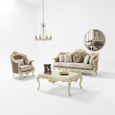 Zestaw sofowy trzyosobowy Fotel Sofa Ustawić beżową sofę tapicerowaną