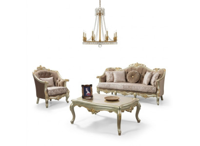 Sofa materiałowa Sofa tapicerowana Ustawić zestaw sofowy Beżowy zestaw Chesterfield