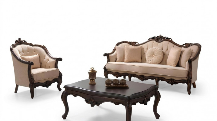 Sofa Tapicerowana Sofa Zestaw sofowy Sofa Tkaninowa Beżowy Zestaw Chesterfield