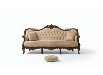 Sofa trzyosobowa 3 Siedziba sofa materiałowa sofa tapicerowana beżowy materiał Chesterfield 235cm
