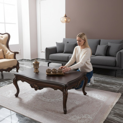 stolik kawowy stół do salonu Stolik konsole brązowy Drewno Tabela