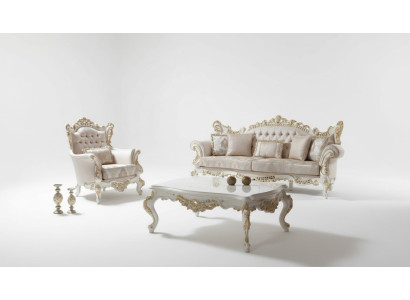 Luksusowy Zestaw sofowy Kompletny zestaw wypoczynkowy Sofa tapicerowana w kolorze beżowym Sofa materiałowa