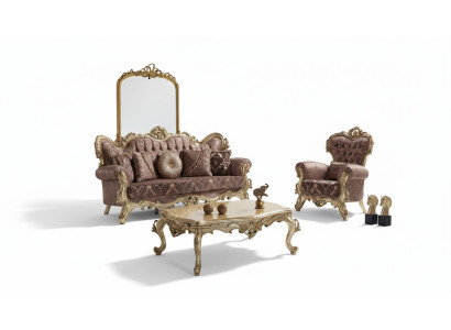 Zestaw sofowy kanapa tapicerowana fioletowa sofa materiałowa Chesterfield komplet 3+1
