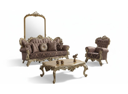 Zestaw Chesterfield sofowy komplet sof tapicerowanych w kolorze fioletowym