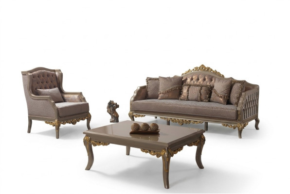 Sofa tapicerowana komplet wypoczynkowy Zestaw sofowy sofa materiałowa sofa brązowa