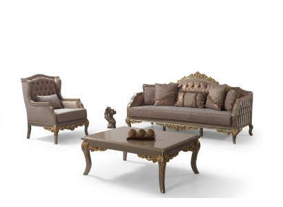 Sofa tapicerowana komplet wypoczynkowy Zestaw sofowy sofa materiałowa sofa brązowa
