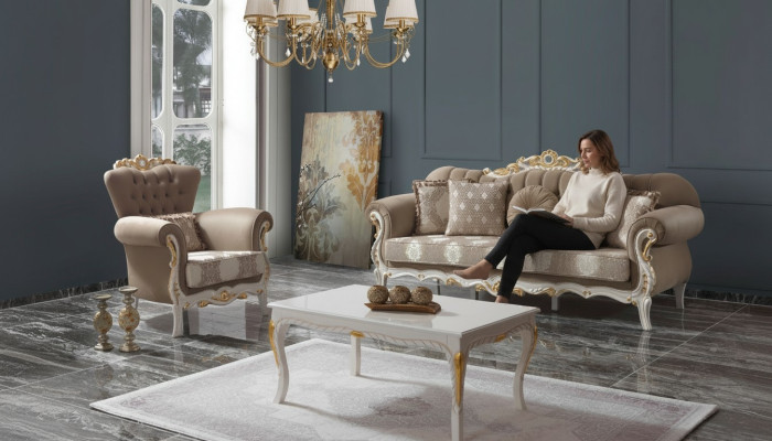 Komplet sofowy Zestaw sofowy sofa tapicerowana sofa trzyosobowa w kolorze brązowym