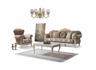 Komplet sofowy Zestaw sofowy sofa tapicerowana sofa trzyosobowa w kolorze brązowym
