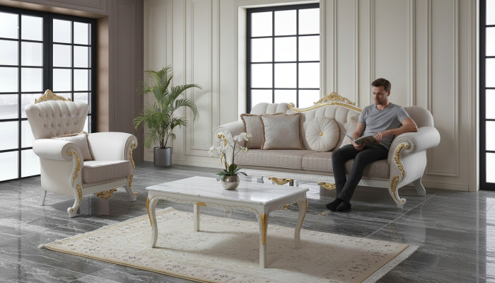 Ustawić Sofę Sofa Tapicerowana Chesterfield Zestaw sofowy Materiał Sofa Sofy Beżowe