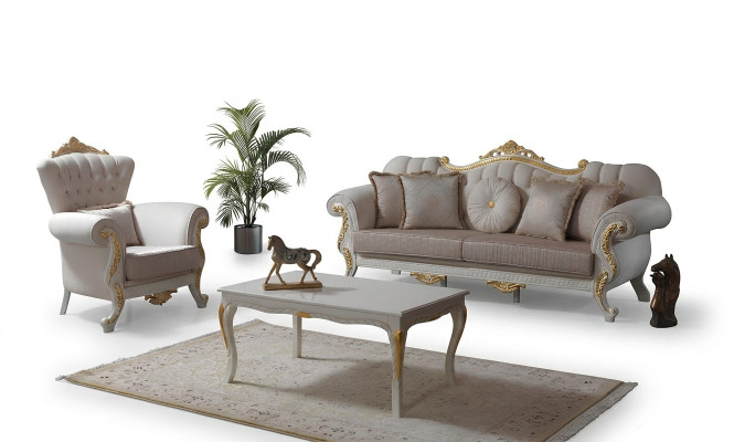 Ustawić Sofę Sofa Tapicerowana Chesterfield Zestaw sofowy Materiał Sofa Sofy Beżowe