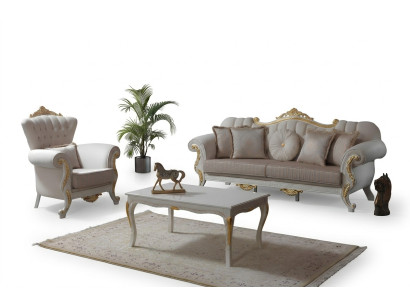 Luksusowy Zestaw sofowy Kompletny zestaw wypoczynkowy Sofa tapicerowana w kolorze beżowym Sofa materiałowa