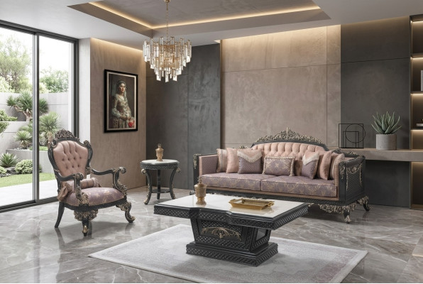 Luksusowy komplet wypoczynkowy Zestaw sofowy sofa materiałowa brązowa sofa tapicerowana