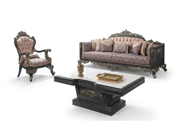 Luksusowy komplet wypoczynkowy Zestaw sofowy sofa materiałowa brązowa sofa tapicerowana