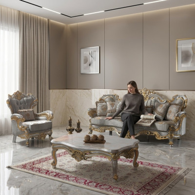 Zestaw sofowy sofa tapicerowana sofa kanapa niebieska tkanina sofa zestaw kanapa