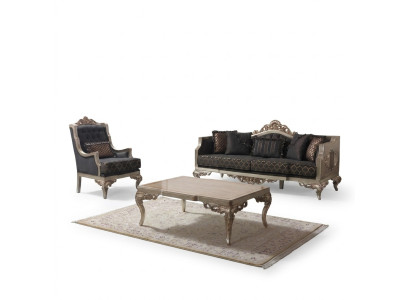 Zestaw sofowy Sofa Tapicerowana Sofa Chesterfield Zestaw Szary Materiał