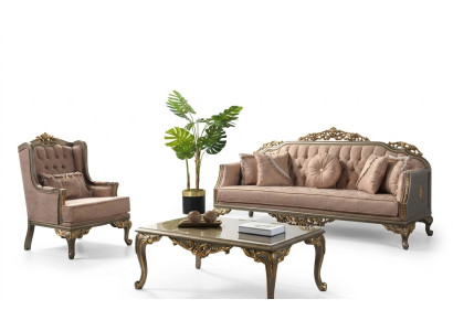 Luksusowy komplet wypoczynkowy Zestaw sofowy sofa tapicerowana w kolorze beżowym