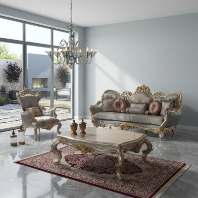 Luksusowy Zestaw Sofowy Kompletny Zestaw Sof Szara Sofa Tapicerowana Sofa Tkaninowa