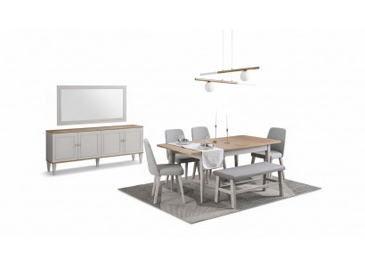 Zestaw mebli do jadalni grupowej 8 szt. jadalnia Stół obiadowy Krzesła Drewno Szare