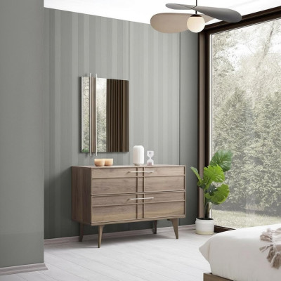 Kredens z Lustro Sypialnia konsola Drewno Brown Zestaw 2-częściowy Modern