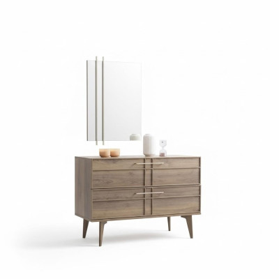 Kredens z Lustro Sypialnia konsola Drewno Brown Zestaw 2-częściowy Modern