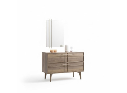 Kredens z Lustro Sypialnia konsola Drewno Brown Zestaw 2-częściowy Modern