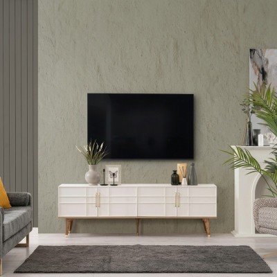 Szafka pod TV Komoda Nowoczesna Szafa RTV Salon Białe Drewno
