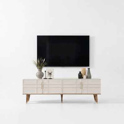 Szafka pod TV Komoda Nowoczesna Szafa RTV Salon Białe Drewno