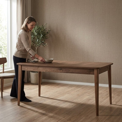 Stół do jadalni Stół obiadowy Tabela Drewno Brown rozkładany 160 cm jadalnia