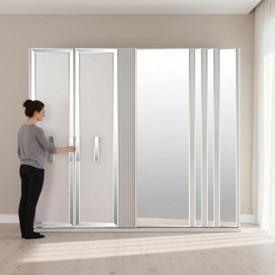 Luksusowe Szafki Design Szafa Lustro Duży Biały Drewno Modern