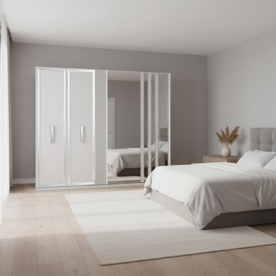 Luksusowe Szafki Design Szafa Lustro Duży Biały Drewno Modern