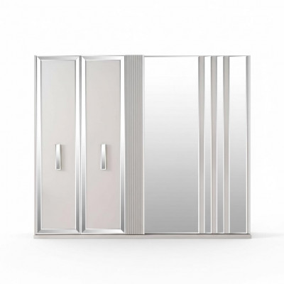 Luksusowe Szafki Design Szafa Lustro Duży Biały Drewno Modern