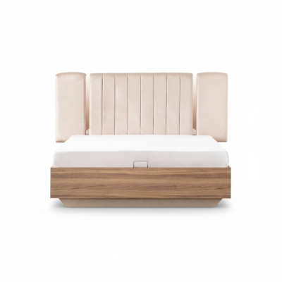 Rama łóżka Podwójne łóżko z Podstawą łóżka Beżowy Materiał Luxury Modern