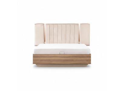 Rama łóżka Podwójne łóżko z Podstawą łóżka Beżowy Materiał Luxury Modern