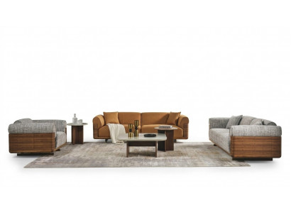 Zestaw kanapowy Zestaw sofowy Kompletna sofa tapicerowana Brown Material Sofa materiałowa