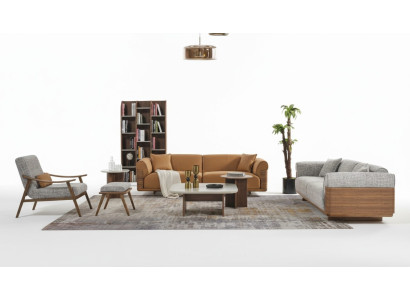 Zestaw sofowy tapicerowany Zestaw sofowy Kompletna sofa z tkaniny w kolorze brązowym