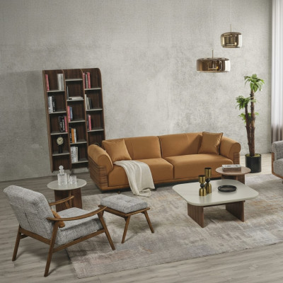 Zestaw sofowy Kompletna sofa tapicerowana brązowa trzyosobowa Fotel Modern 3-częściowa