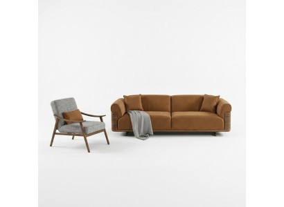 Zestaw sofowy Kompletna sofa tapicerowana brązowa trzyosobowa Fotel Modern 3-częściowa