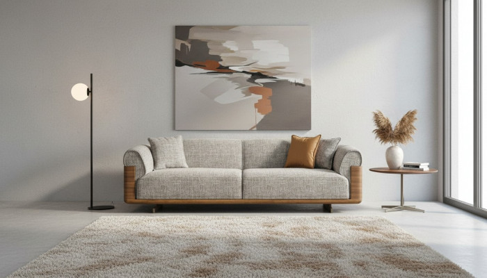 Sofa trzyosobowa 3 miejsce do siedzenia sofa tapicerowana szary materiał poliester kanapa nowoczesna
